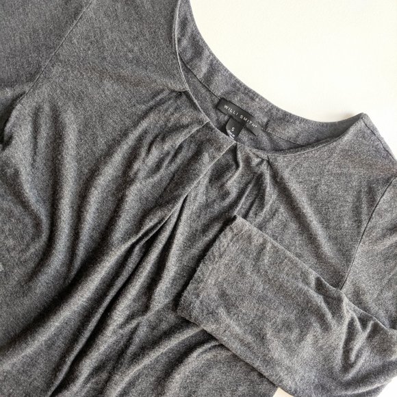 Heather Gray Peplum Quarter Sleeve Jersey Top - Picture 4 of 4